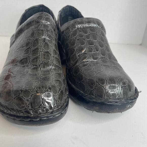 B.O.C. Charcoal Gray / Black Peggy Croc Print Comfort Clog Slip On Shoes Size 11 - Picture 5 of 10